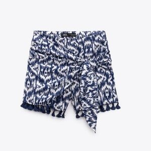 NWT Zara Knotted Printed Tassel Skort